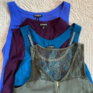 LOT of 4 Express XS Sleeveless Blouse Jewel Tones